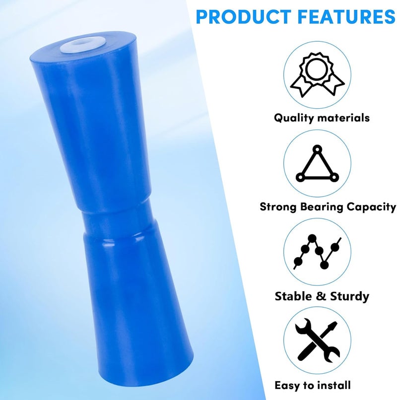 BALAVA Boat Trailer Roller 8/10/12in,Keel Rollers for Boat Trailer,Heavy Duty PU Bow Roller Boat Trailer Accessories Replacement Boat Trailer Parts Fits 5/8" Shaft (Blue,1/2 Pack) - Image 5